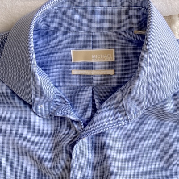✨HOST PICK✨MICHAEL Michael Kors Men’s Slim-Fit Herringbone Shirt | Size 17 Neck - Picture 4 of 6